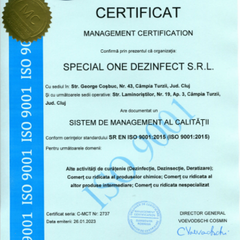 CERTIFICAT SISTEM DE MANAGEMENT AL SĂNĂTĂȚII ȘI SECURITĂȚII OCUPAȚIONALE